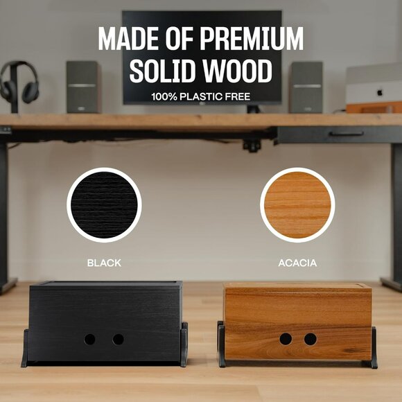 Extra Large Cable Management Box, Wood Cord Hider Box & Organizer for Power Stri - Picture 2 of 8